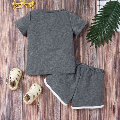 Round Neck Buttoned T-Shirt and Shorts Set