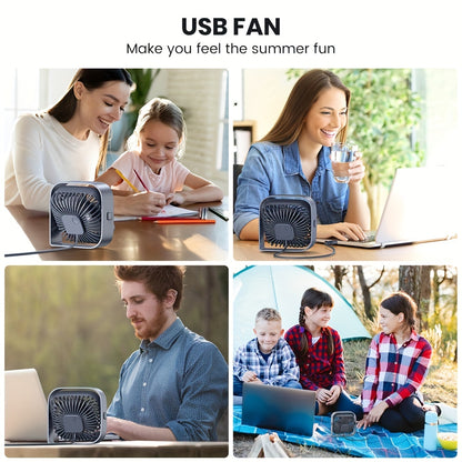 Ventilateur de bureau USB portable TOPK – 4 pouces, 3 vitesses, rotation à 360°, super silencieux pour la maison, le bureau, la chambre et plus encore ! 