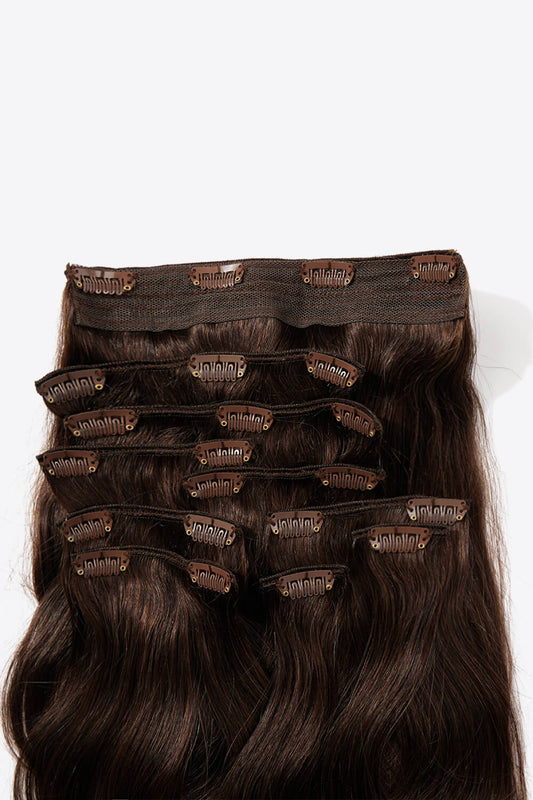 Extensions de cheveux humains vierges à clipser #2, 20 pouces, 200g