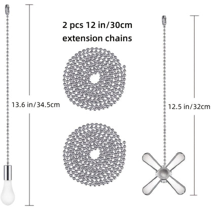 1pc 24-Inch Ceiling Fan Pull Chain Extender with Decorative Frosted Glass Bulb - Fits All Standard 3mm Diameter Ceiling Fans and Light Fixtures - Easily Reach and Control Your Fan and Light from a Distance