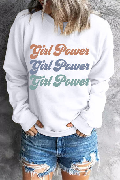 GIRL POWER Graphic Dropped Shoulder Sweatshirt