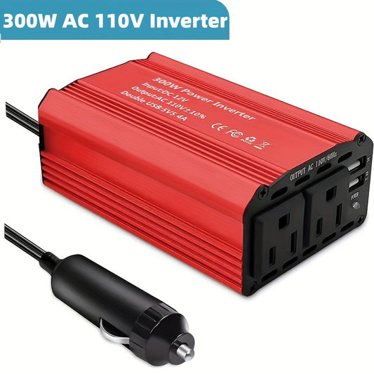 300W Car Power Inverter with Dual USB Ports and Fast Charging Technology - Convert DC 12V to AC 110V for Electronics, Appliances, and More