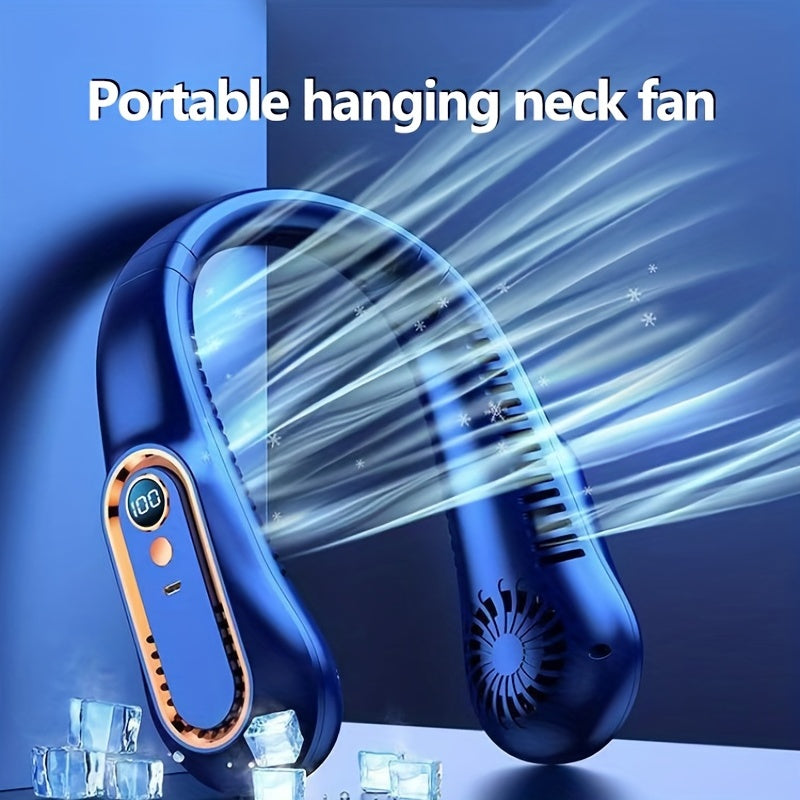 2023 Nouveau ventilateur de cou portable suspendu : ultra-longue endurance, chargement USB, 5 vitesses sans feuilles, rechargeable, silencieux, réfrigération climatisation cuisine extérieur bureau réfrigération artefact cadeau pour petit ami/petite amie 