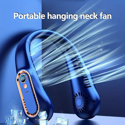 2023 Nouveau ventilateur de cou portable suspendu : ultra-longue endurance, chargement USB, 5 vitesses sans feuilles, rechargeable, silencieux, réfrigération climatisation cuisine extérieur bureau réfrigération artefact cadeau pour petit ami/petite amie 