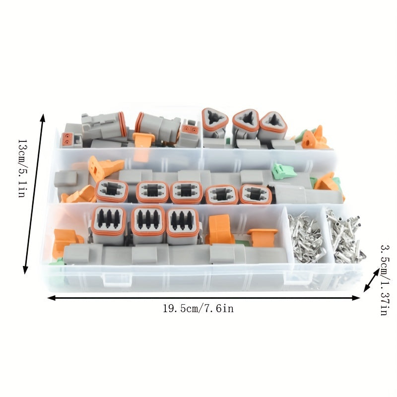 250pcs Deutsch DT Series Waterproof Wire Connector Kit - Automotive Sealed Plug With Pins Box - DT06-2/3/4/6S & DT04-2/3/4/6P