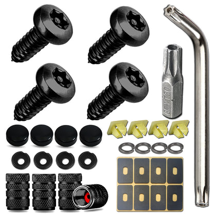 Anti Theft License Plate Screws, 1/4"(M6) Stainless Steel Bolts Fasteners Kits For Car Tag Frame Holder, Tamper Resistant Self Tapping Mounting Bolts