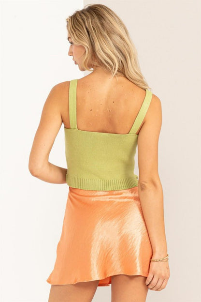 HYFVE Slit Ribbed Tank in Pale Olive