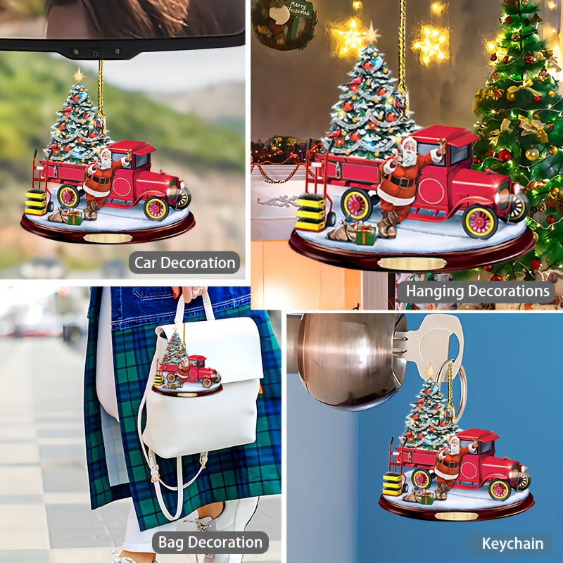 1pc Christmas Bus Pendant - Add a Festive Touch to Your Car or Home Decor!