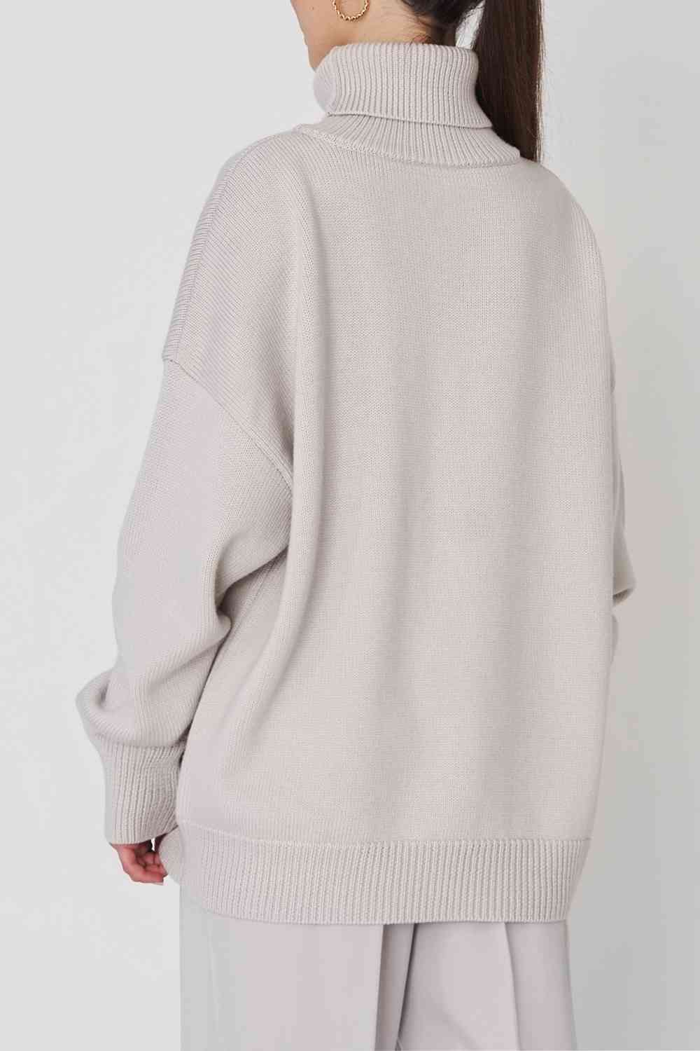 Turtle Neck Dropped Shoulder Sweater