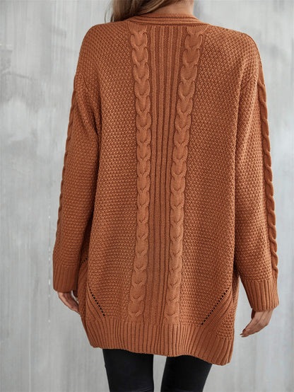 Warm Fall Mixed Knit Open Front Longline Cardigan