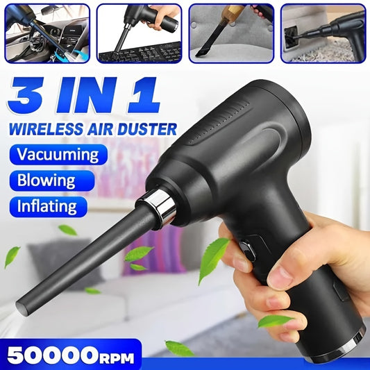 3 In 1 Cordless 15000PA Vacuum Cleaner Air Duster Wireless Dust Blower Electric Air Pump Portable Rechargeable Air Cleaner Vacum For Computer Keyboard