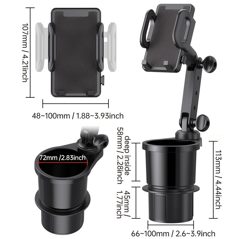 2-in-1 Universal Car Cup Holder & Phone Mount - Expandable Drink Cup Holder & Phone Stand - Multifunctional Car Accessaries