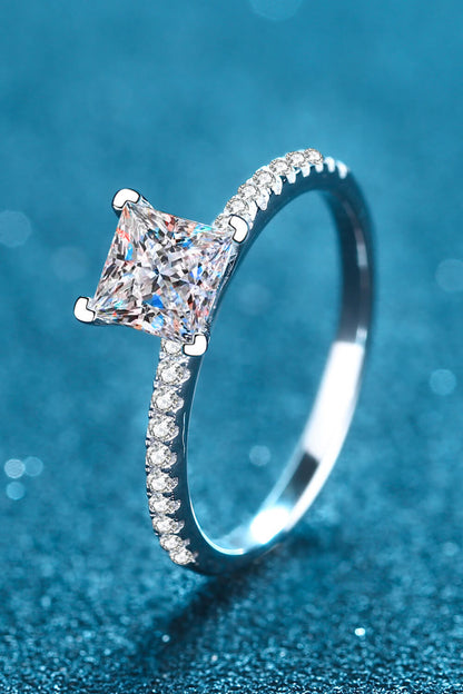 Bague à quatre griffes en moissanite 2 carats plaquée rhodium