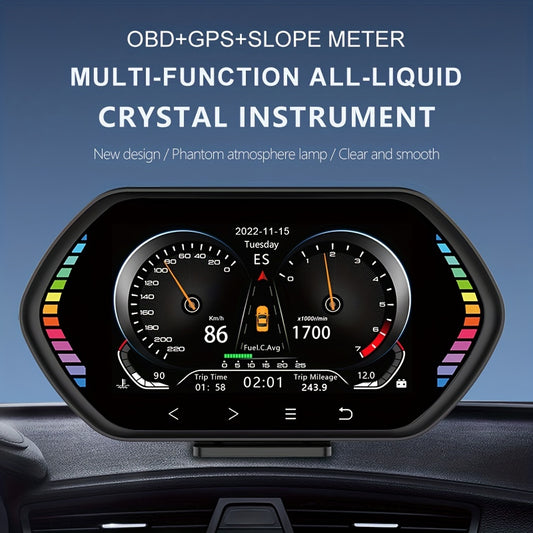 3-in-1 OBD2+GPS+Tilt Meter IPS HUD Head-Up Display Meter: Car Digital Speedometer, Water & Oil Temp Alarm [2023 Upgrade]