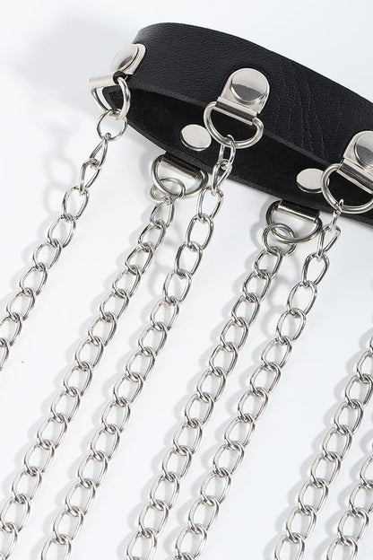 Fringed Chain PU Leather Belt