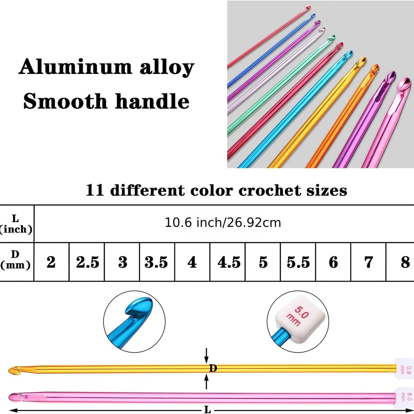 23-Piece Colorful Cable Bamboo Knitting Needle & Aluminum Crochet Hook Set - Perfect for Tunisian Crochet Projects!