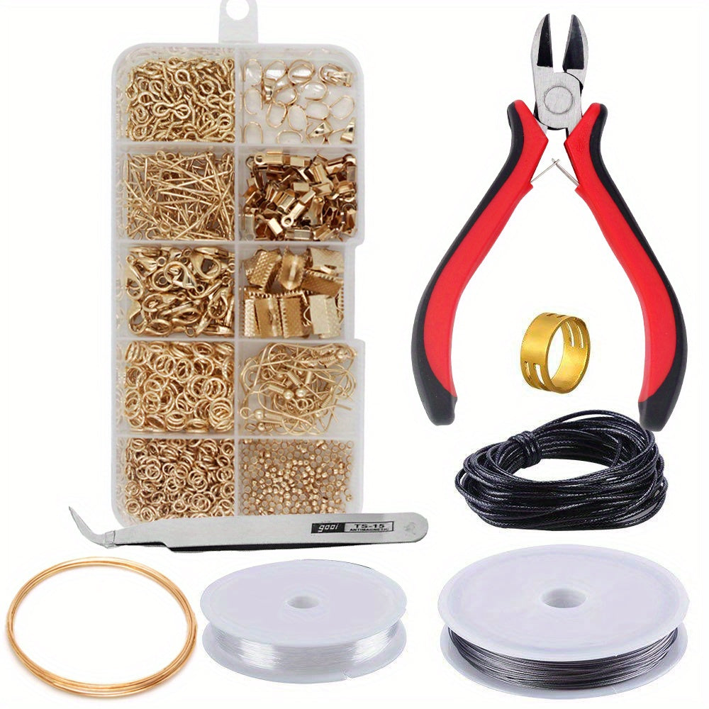 900pcs Jewelry Making Starter Kit Earrings Necklace Findings DIY Beads Plier Tools Set Jewelry Repair Tool Set Jewelry Accessories Suitable For Adults And Beginners