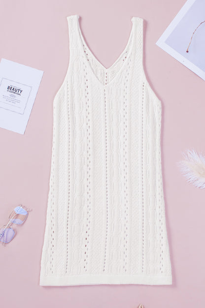 Openwork Sleeveless V-Neck Knit Dress