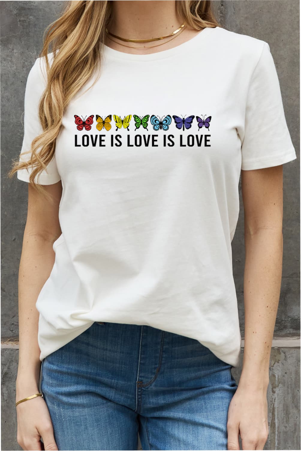 Simply Love Full Size LOVE IS LOVE IS LOVE Graphic Cotton Tee