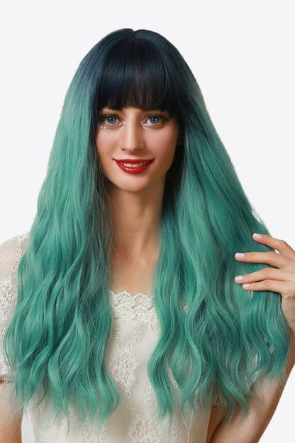 13*1" Full-Machine Wigs Synthetic Long Wave 26" in Seafoam Ombre