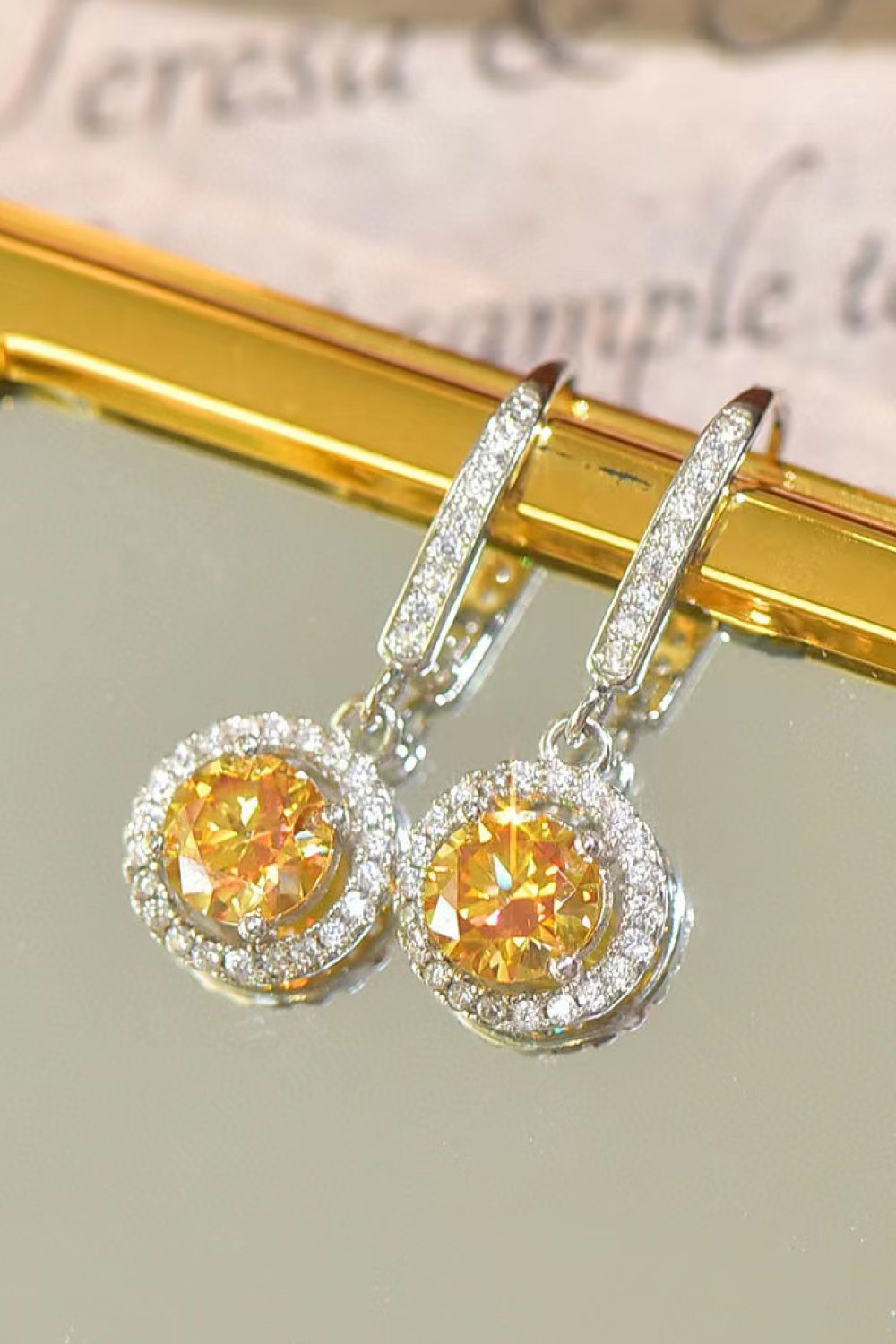 Boucles d'oreilles pendantes en moissanite 2 carats plaquées platine