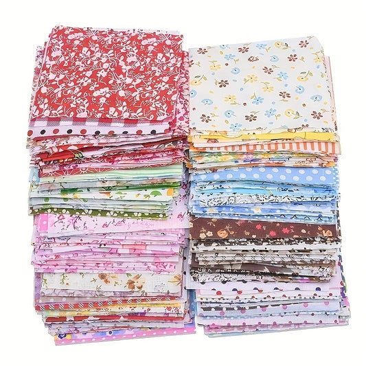 60pcs/100pcs 3.9*3.9in Cotton Cloth Set DIY  Flower Cloth Head Pastoral Floral, Cotton Handmade Doll, Handmade Patchwork, Small Cloth Block, Funny Handcraft