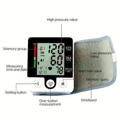 Wrist Sphygmomanometer, Automatic Pressurization, Accurate Measurement, Classic Battery Style Of Home Monitor (Battery Not Included）