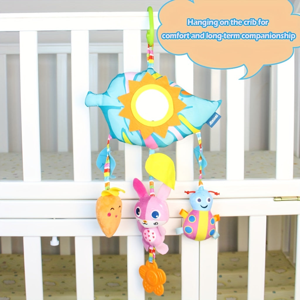 0-3 Years Old Soothing Plush Toy Bed Hanging Stroller - Cute Cartoon Creative Stroller Hanging Bed Hanging Soothing Baby Rainbow Rattle Bed Bell