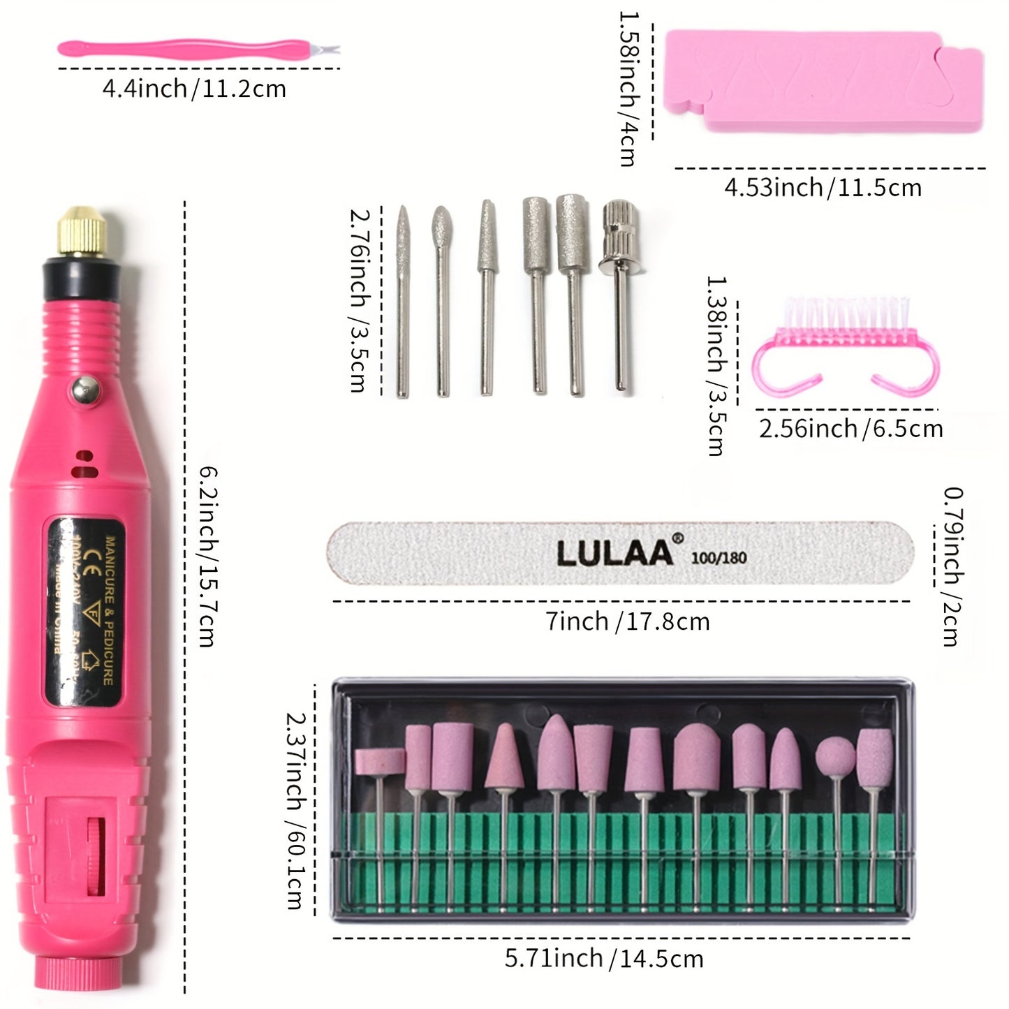 USB Electric Nail Drill Machine for Professional Acrylic Nails - Includes Manicure and Pedicure Kit for Gel Nails and Home Salon Use - Shape and Polish with Ease