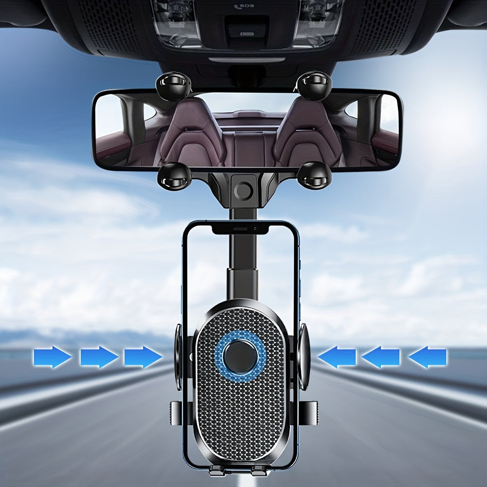 Upgrade Your Car Rearview Mirror with a Phone Holder That's Smart, Rotatable, and Adjustable!