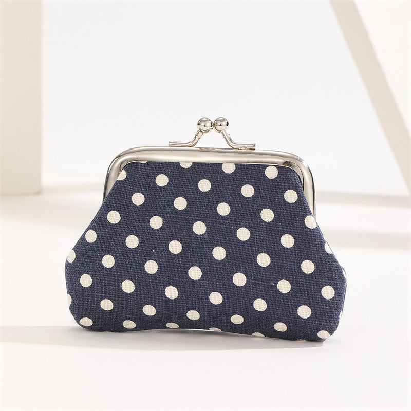 Stylish Polka Dot Kiss Lock Coin Purse - Convenient Earphone Storage Wallet