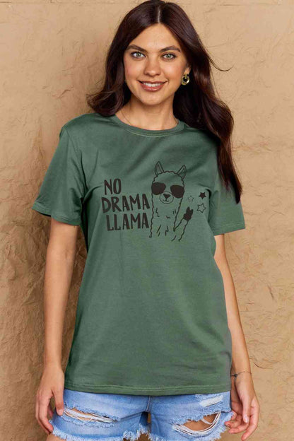 Simply Love Full Size NO DRAMA LLAMA Graphic Cotton Tee