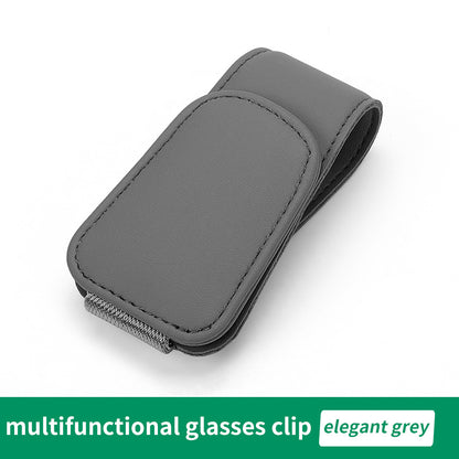 Upgrade Your Car Visor with This Magnetic Leather Sunglasses Holder - Keep Your Glasses & Tickets Secure!