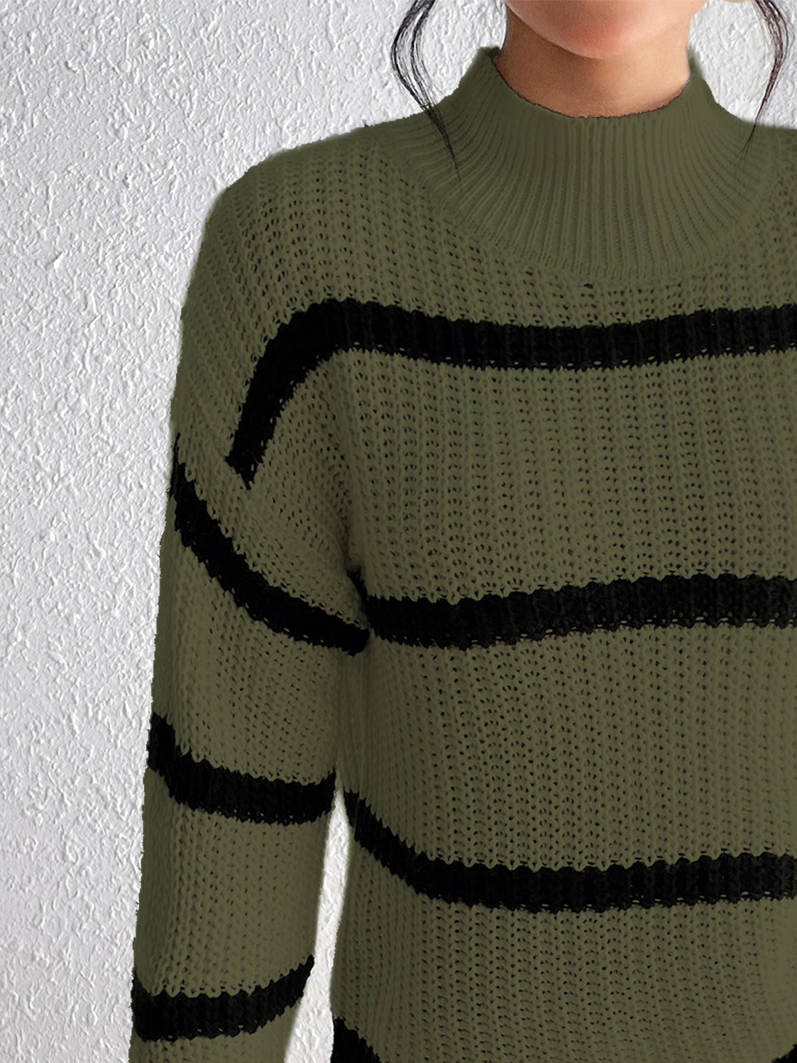 Striped Mock Neck Sweater