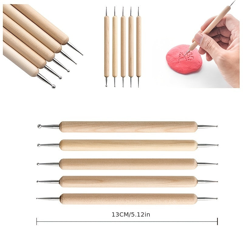 24pcs Clay Tools Kit, Polymer Clay Tools, Ceramics Clay Sculpting Tools Kits, Air Dry Clay Tool Set For Adults, Kids, Pottery Craft, Baking, Carving, Drawing, Dotting, Molding, Modeling, Shaping