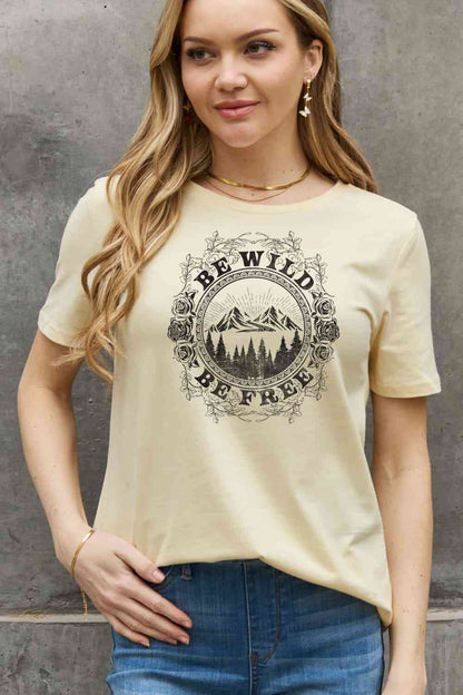 Simply Love T-shirt en coton graphique pleine taille BE WILD BE FREE