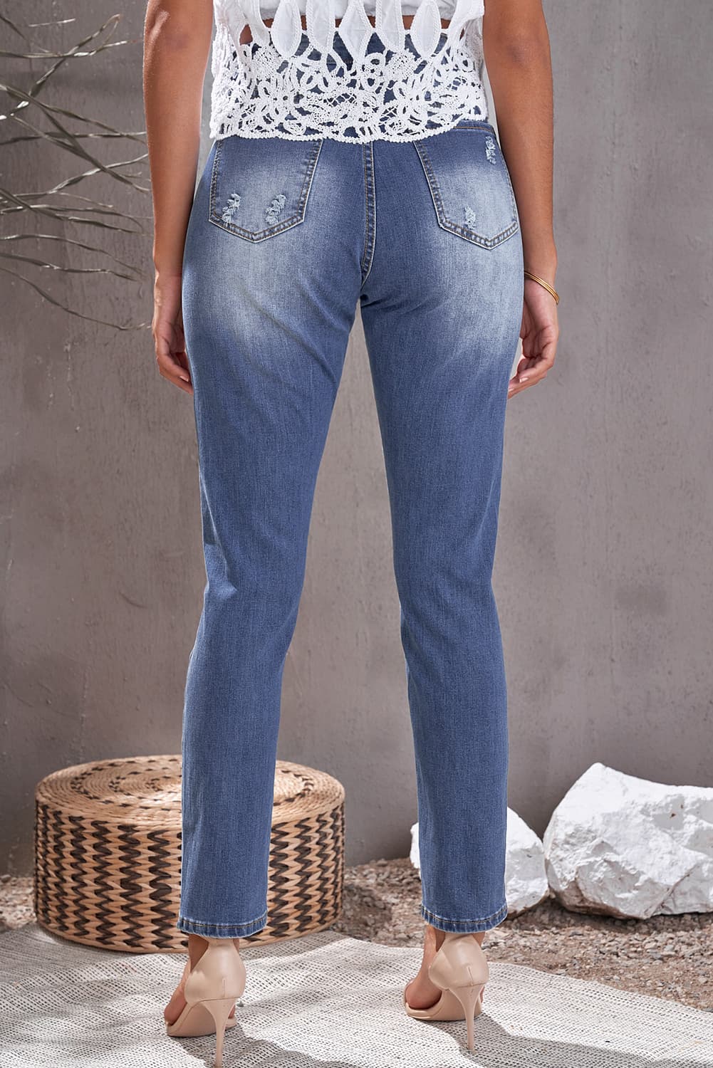 Leopard Patch Ankle-Length Jeans