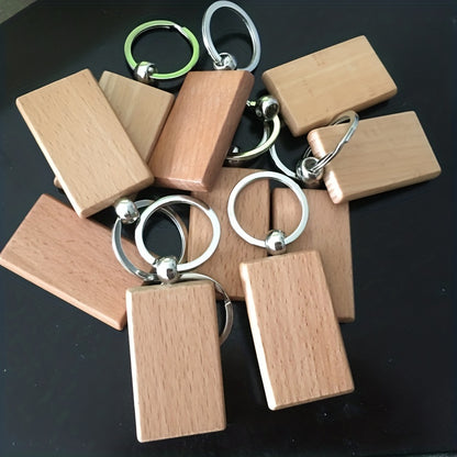 10 pack Natural Beech Wood Keychain Pendant - Creative Key Rings for Home Decor and Organization