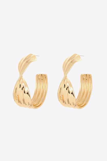 Twisted C-Hoop Alloy Earrings