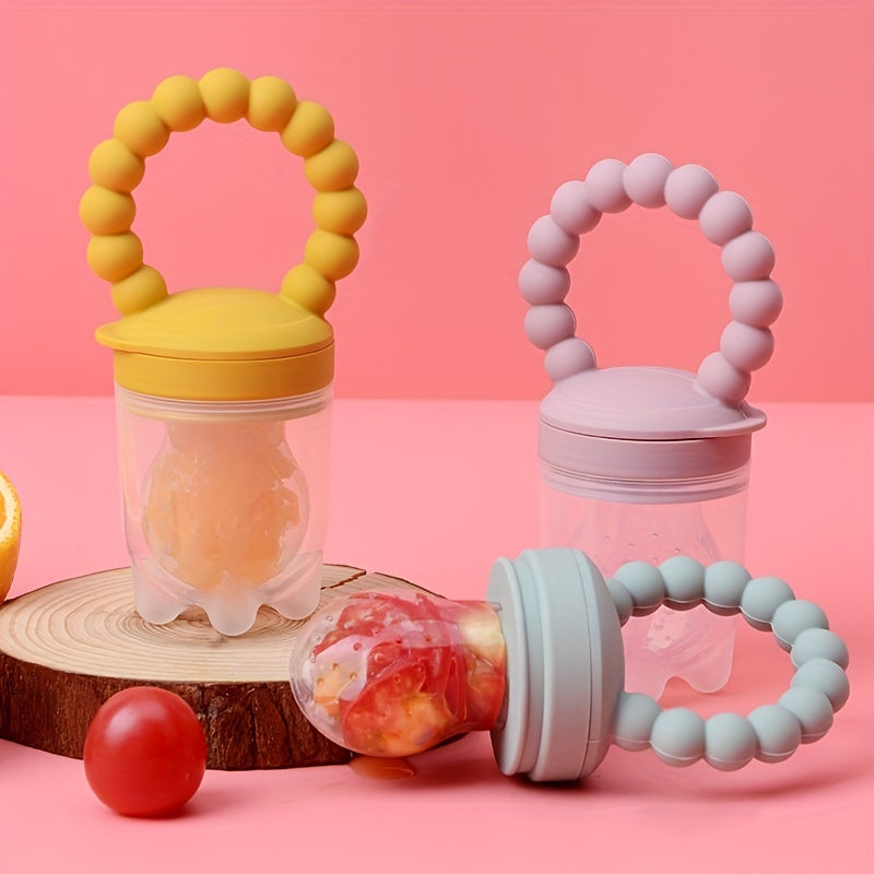 3pcs Children's Silicone Fruit & Vegetable Feeder with Handle - Perfect Food Supplement Pacifier!