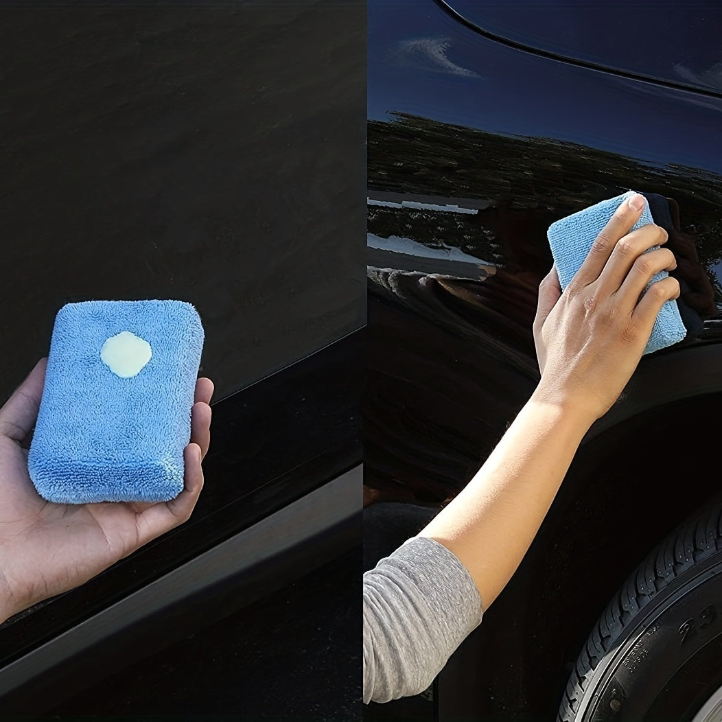 4pcs Microfiber Applicator Pads, 3*5in Microfiber Sponge, Car Wash Pads, Cleaning Pads, Great For Applying Wax, Sealants & Other Conditioners-Blue