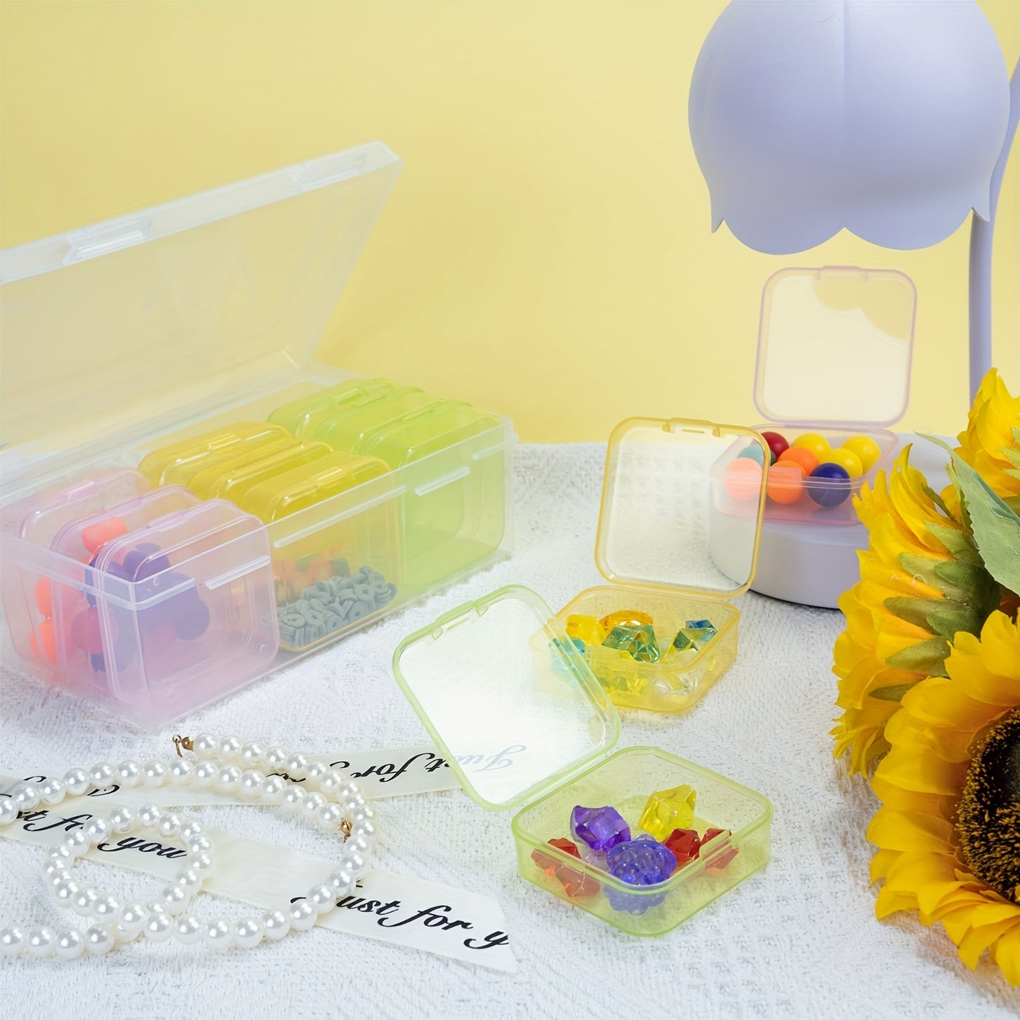 12pcs Mini Clear Plastic Beads Storage Box (2.12"x2.12"x0.79"), Small Empty Organizer Box With Hinged Lid For Storage Of Small Items, Jewelry,Hardware,DIY Art Craft Accessory