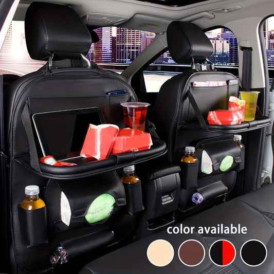 1pc Car Back Seat Organizer - Kick Mats, Trash Can, Tissue Box, Cup Holder, Laptop Table & Car Eating Tray - Keep Your Car Clean and Organized