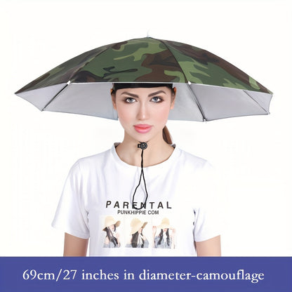 Stay Protected from the Elements with this Lightweight Hat Umbrella - 27in/69cm Diameter, Dual-use for Rain or Shine!