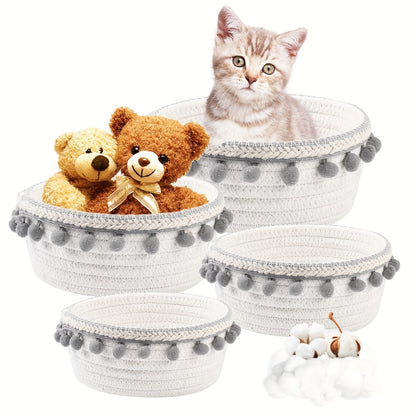 4pcs/set Cotton Rope Woven Ball Storage Basket