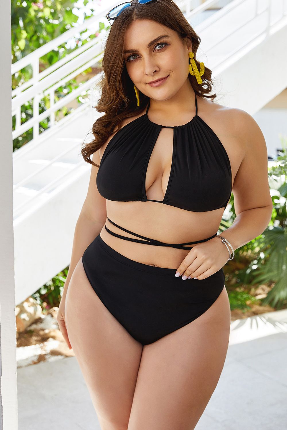 Ensemble de Bikini Dos Nu Noué à Découpe de Grande Taille