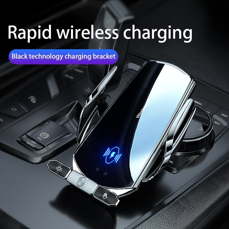 Wireless Charger & Phone Holder: Automatic Phone Holder With Battery Qi Fast Charging For IPhone & Samsung!