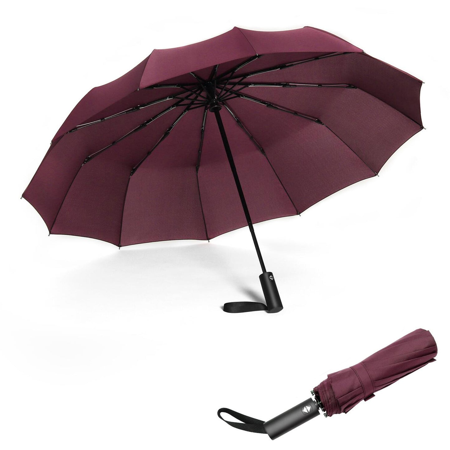 Parapluie pliant résistant au vent à 12 nervures 