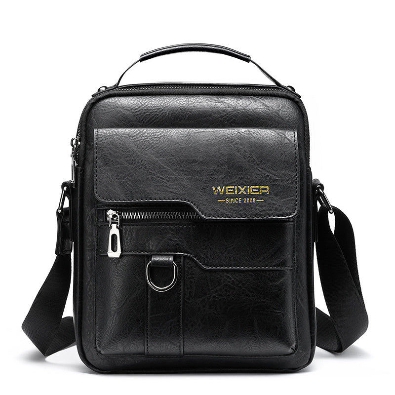 WEIXIER Crossbody Bag Men's Shoulder Bag Vintage Leather Vertical Hand Business Men's Casual Leather Bag Satchel Bag For Men Gift For Father /Anniversary