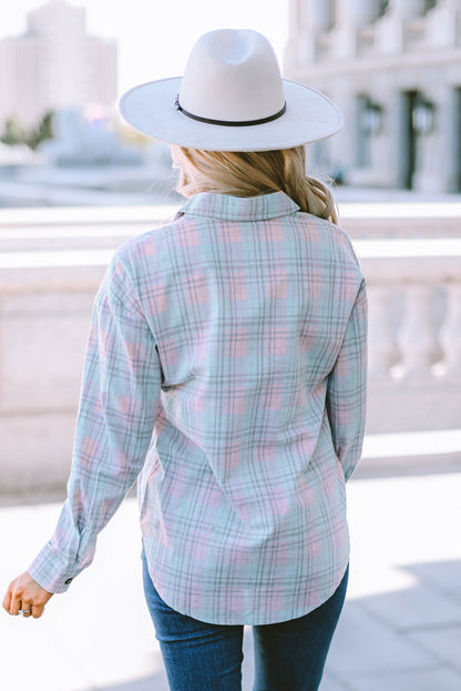 Plaid Button-Up Dropped Shoulder Shirt